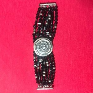 Chunky Ónix, glass and SS Infinity Bracelet